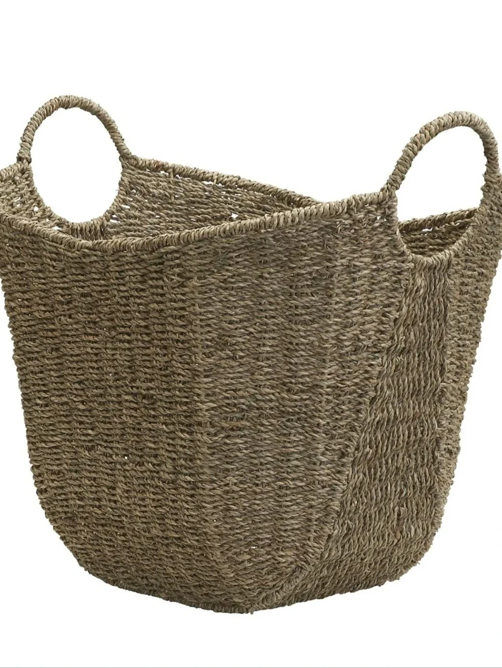 Household Essentials Brown Wicker Storage Basket W Handles Lge Natural Seagrass